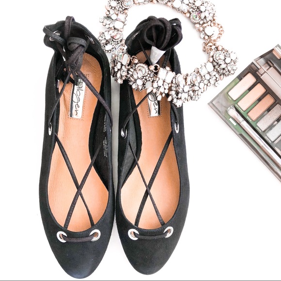 Halogen Nella Ghillie Flats in Black KidSuede - Picture 2 of 7